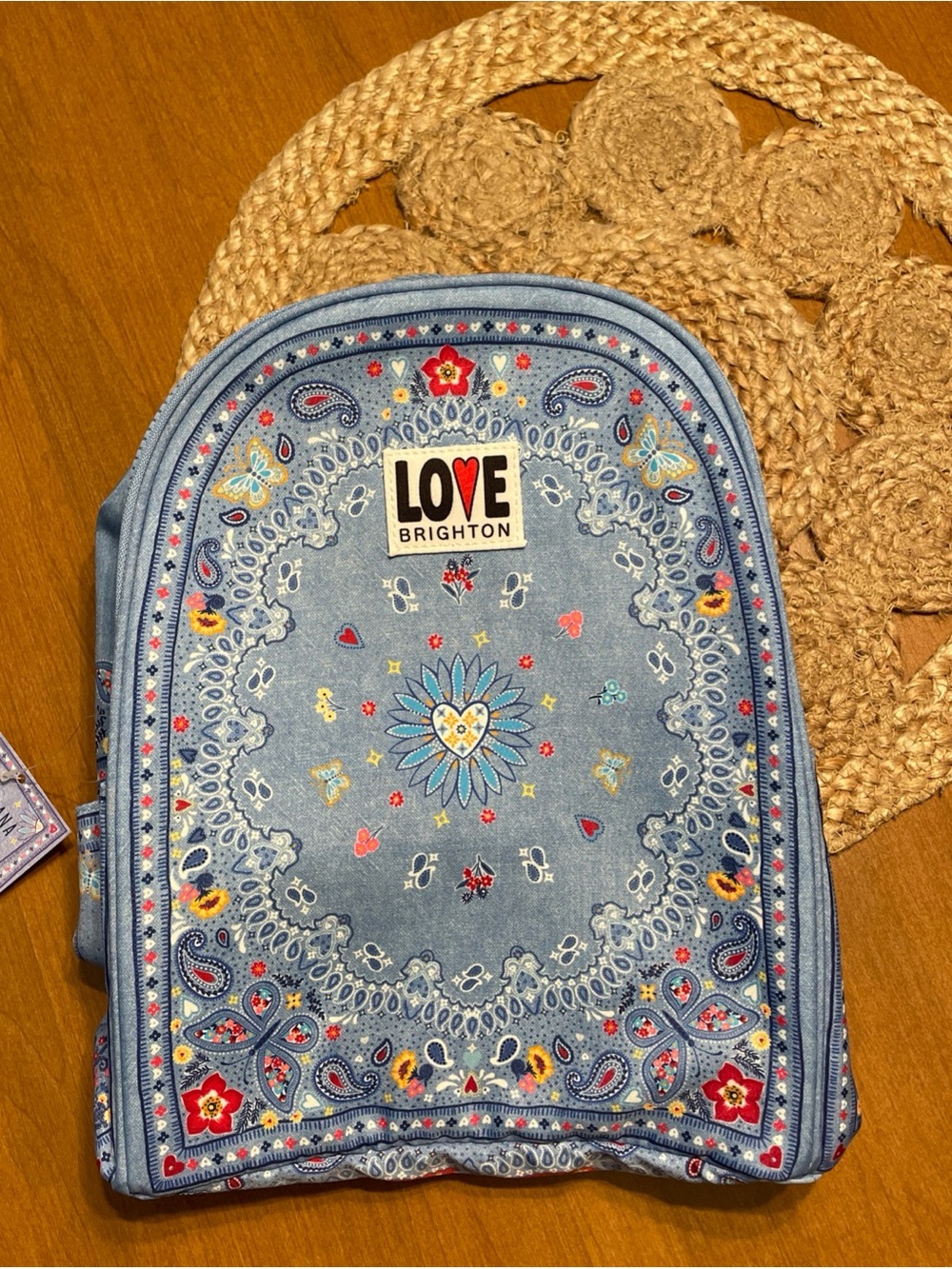 LOVE Brighton Denim-Blue Bandana Print Backpack NWT NEW